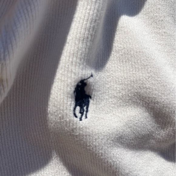 Men's Vintage Polo Ralph Lauren Sweater White Solid L Button High Neck Preppy - Picture 4 of 14